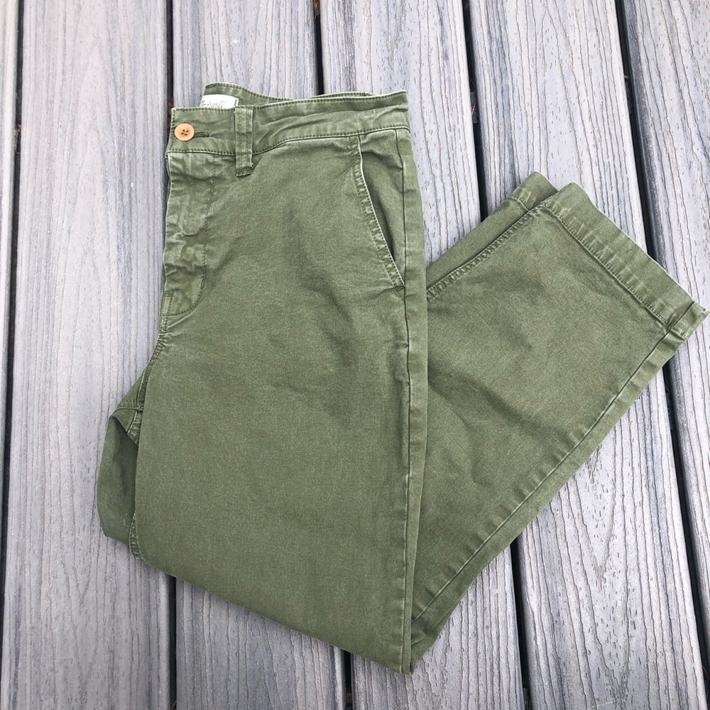Madewell Olive Green Cropped Pants Mid Rise